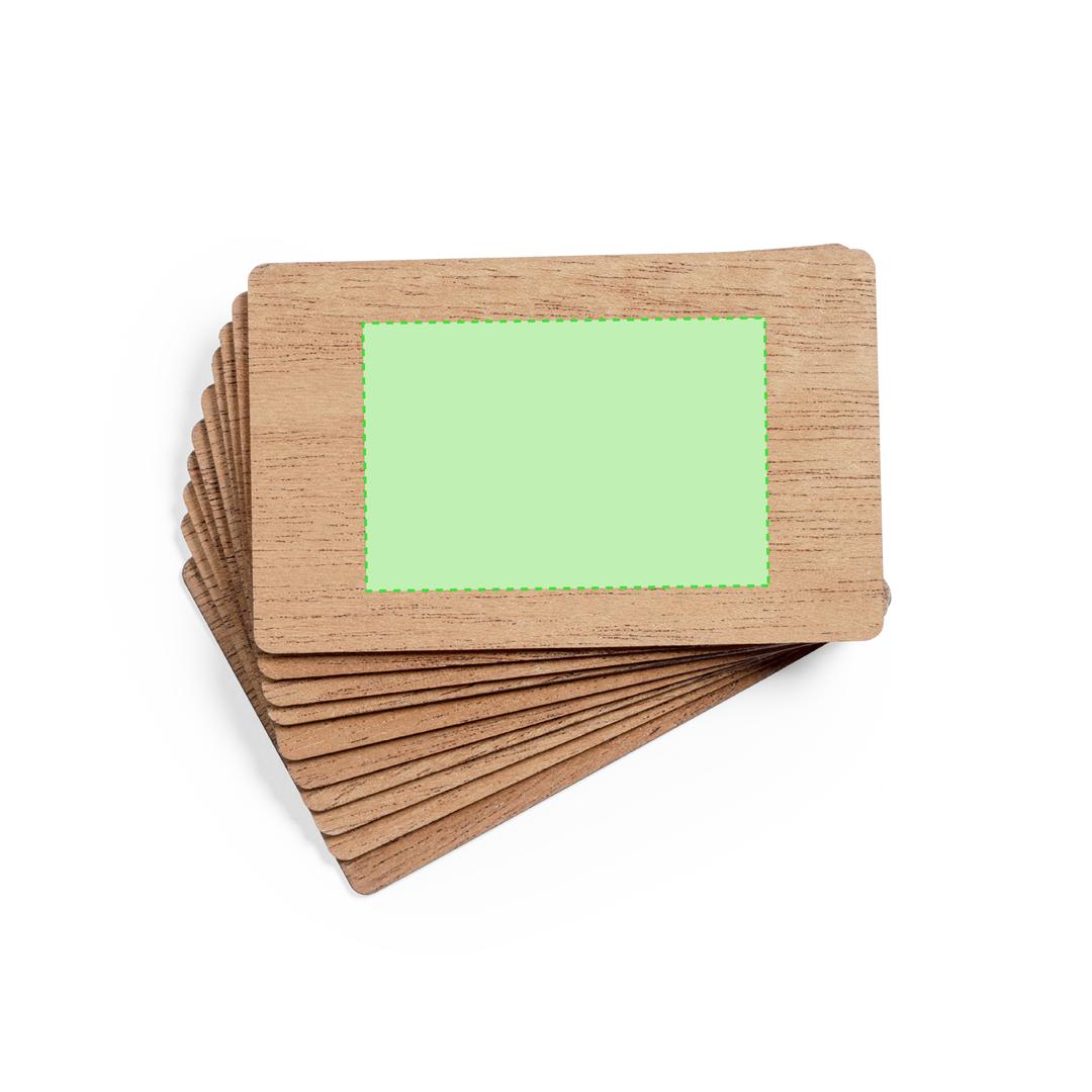 Set de 10 tarjetas de madera natural veteada para marcaje en láser — en caja de cartón kraft individual