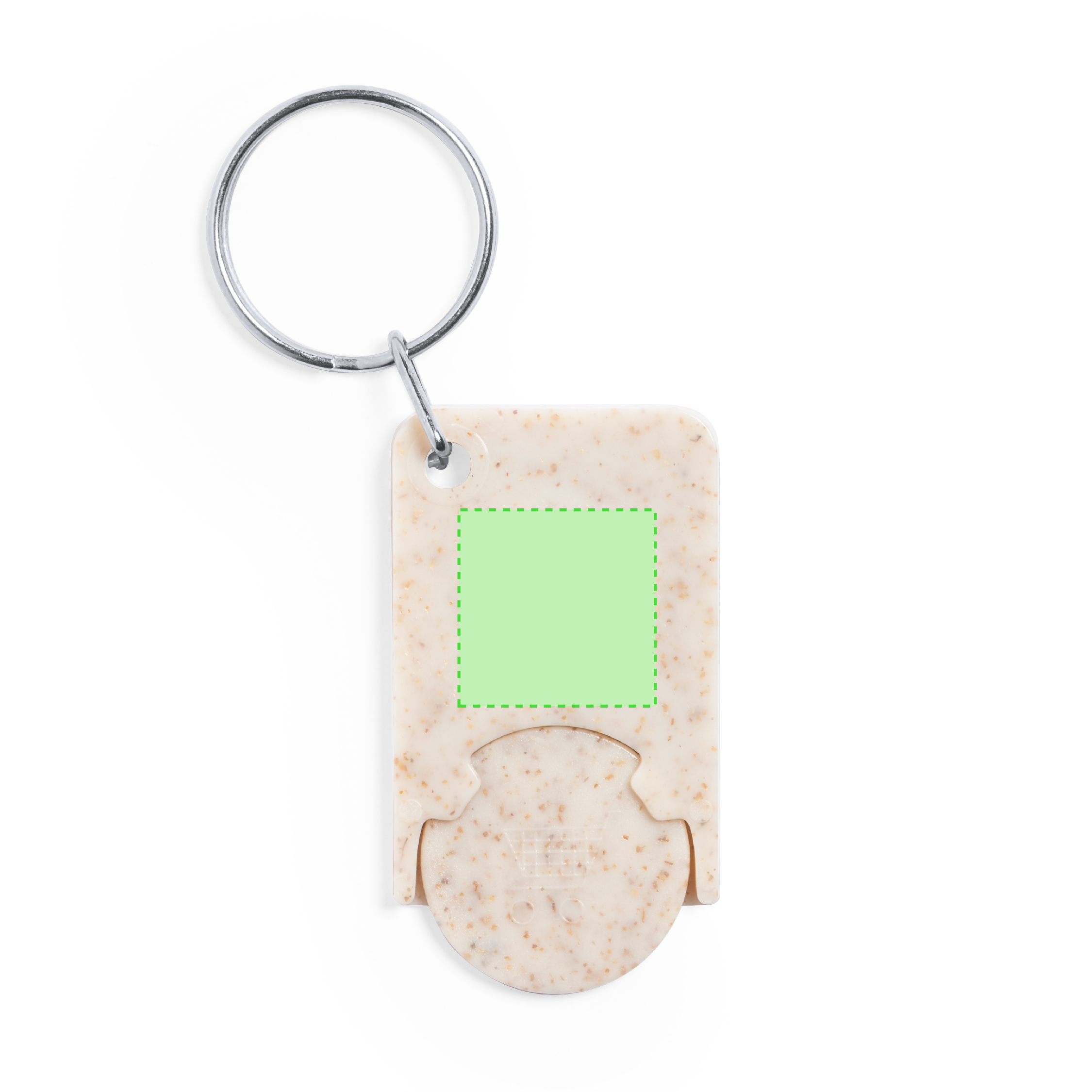 Llavero moneda de caña de trigo con moneda extraíble y anilla cromada línea nature