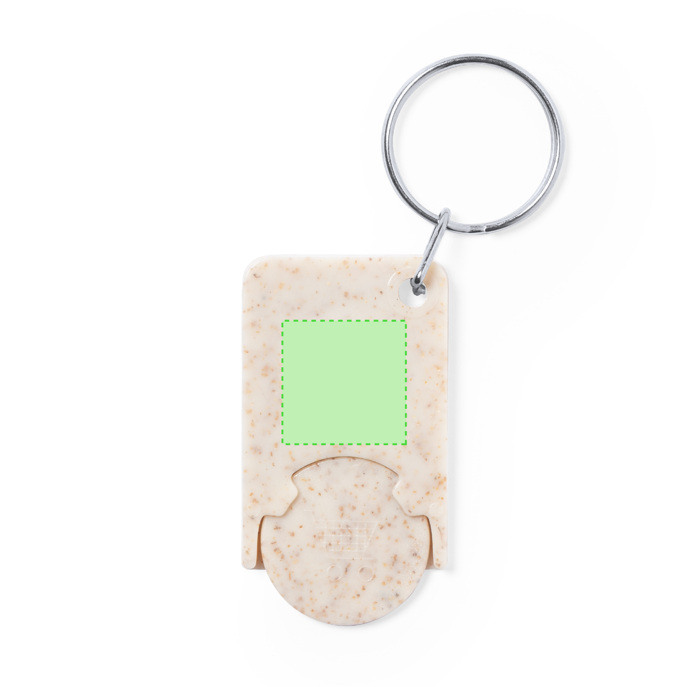Llavero moneda de caña de trigo con moneda extraíble y anilla cromada línea nature