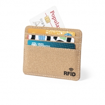 Tarjetero de corcho natural con protección RFID y 6 compartimentos independientes