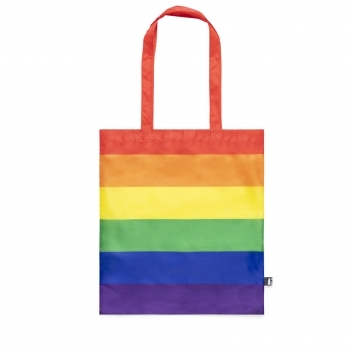 Bolsa Rainbow de RPET 210T multicolor con asas largas reforzadas 37×41 cm