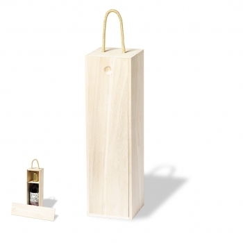 Caja de presentación de madera de Paulownia para 1 botella con sujeción y tapón cierre