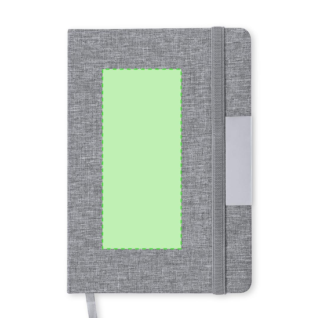 Set textil de RPET 300D con bloc 100 hojas y bolígrafo metálico