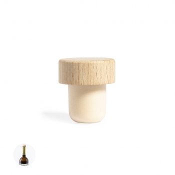 Tapón reutilizable para botella con parte superior de madera grabable en láser