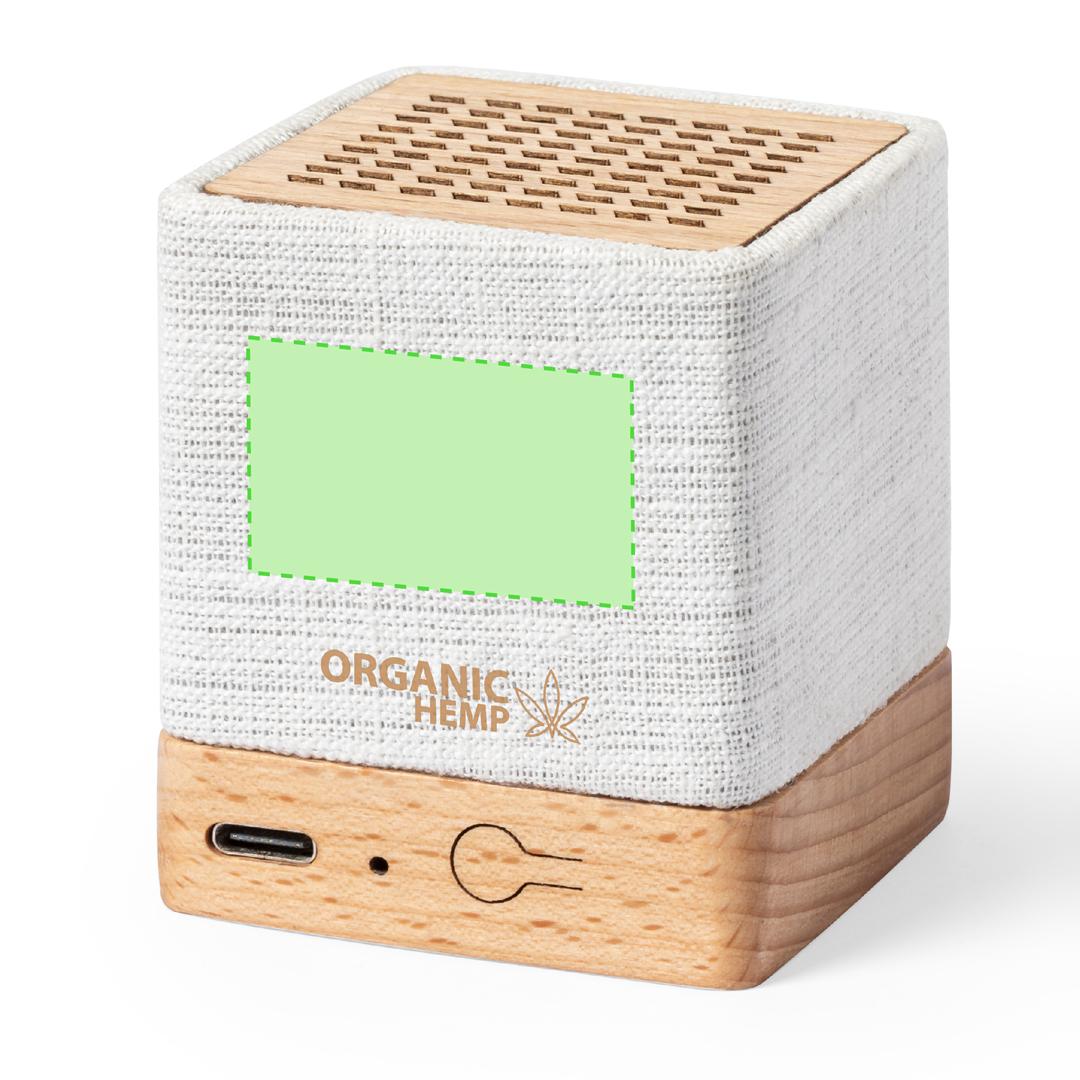 Altavoz Bluetooth de cáñamo orgánico con madera natural, 3W, 300 mAh y manual en español e inglés