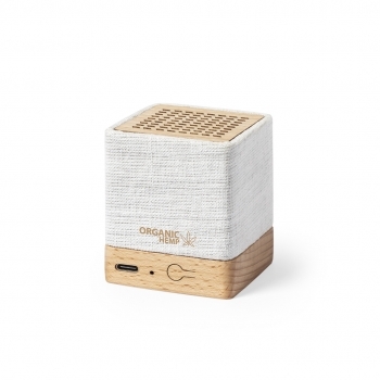 Altavoz Bluetooth de cáñamo orgánico con madera natural, 3W, 300 mAh y manual en español e inglés