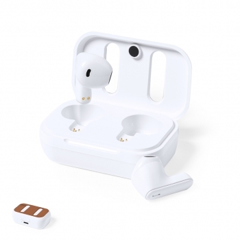 Auriculares Bluetooth 5.1 RCS con carcasa RABS y tapa de cuero reciclado, LED estado carga