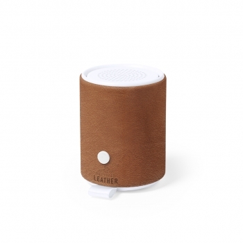 Altavoz Bluetooth RCS de cuero reciclado con ABS reciclado, 3W, ranura micro SD y base antideslizante