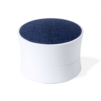 Altavoz Bluetooth compacto con cuerpo ABS blanco, rejilla en variados colores y batería 300 mAh USB-C