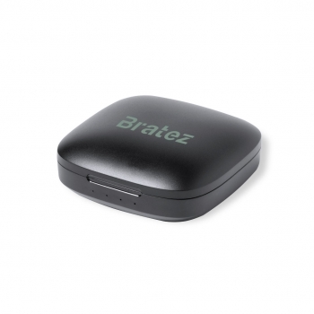 Auriculares Bluetooth 5.0 Antonio Miró en negro mate con base carga a juego, táctil y diseño premium