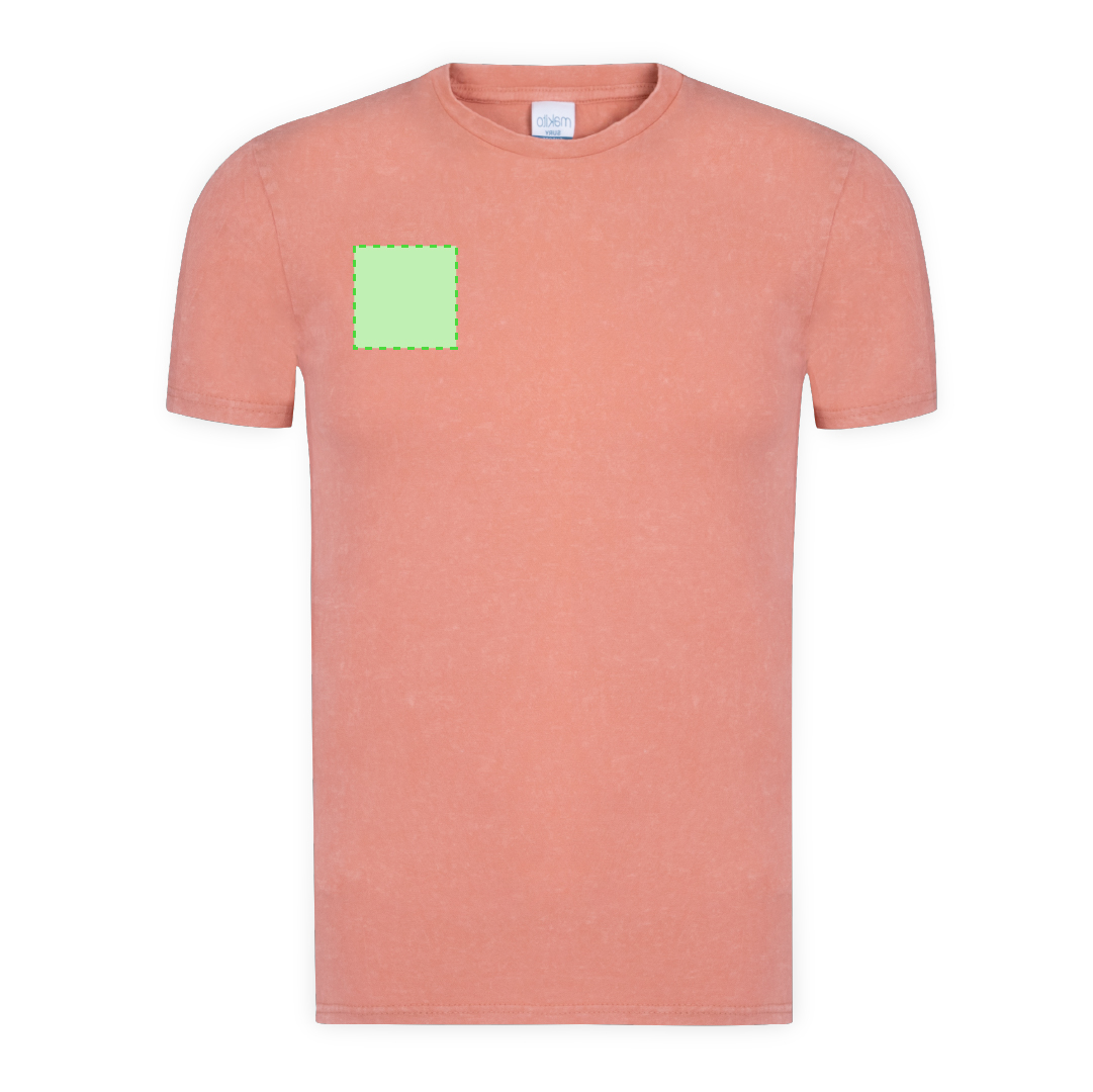 Camiseta Sury adulto — 100% algodón Ring Spun 150 g/m² con efecto lavado jeans único e irrepetible, cuello canalé 2x2