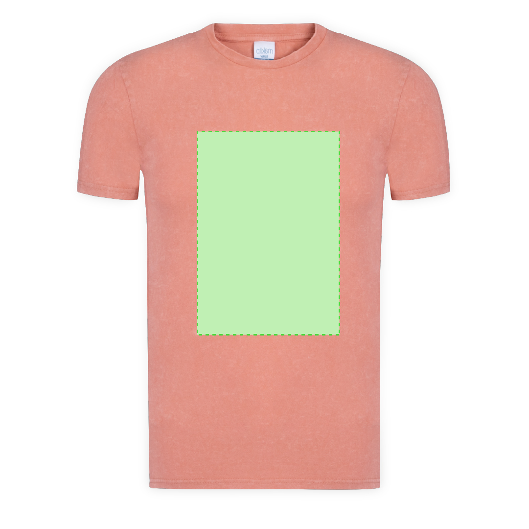 Camiseta Sury adulto — 100% algodón Ring Spun 150 g/m² con efecto lavado jeans único e irrepetible, cuello canalé 2x2