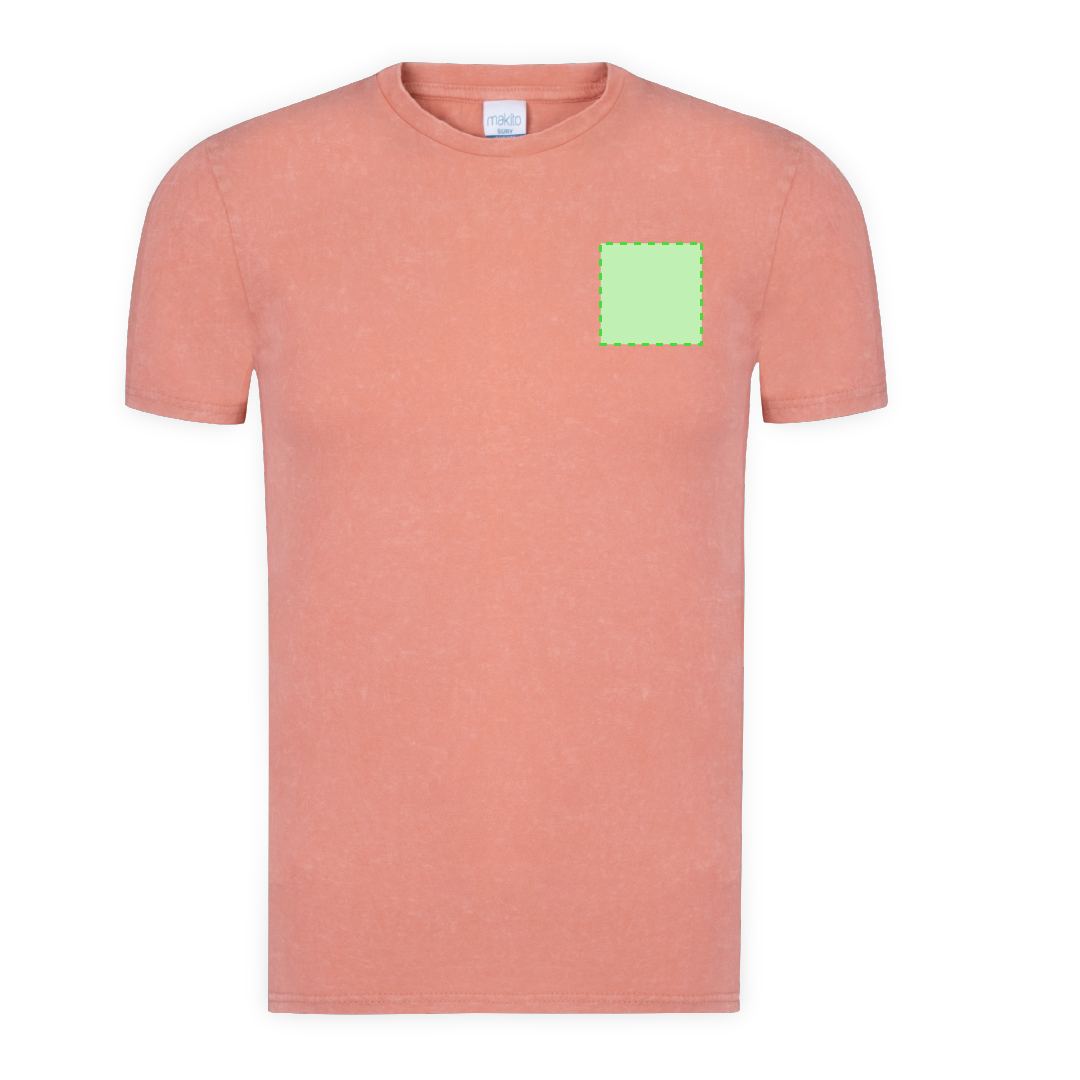 Camiseta Sury adulto — 100% algodón Ring Spun 150 g/m² con efecto lavado jeans único e irrepetible, cuello canalé 2x2