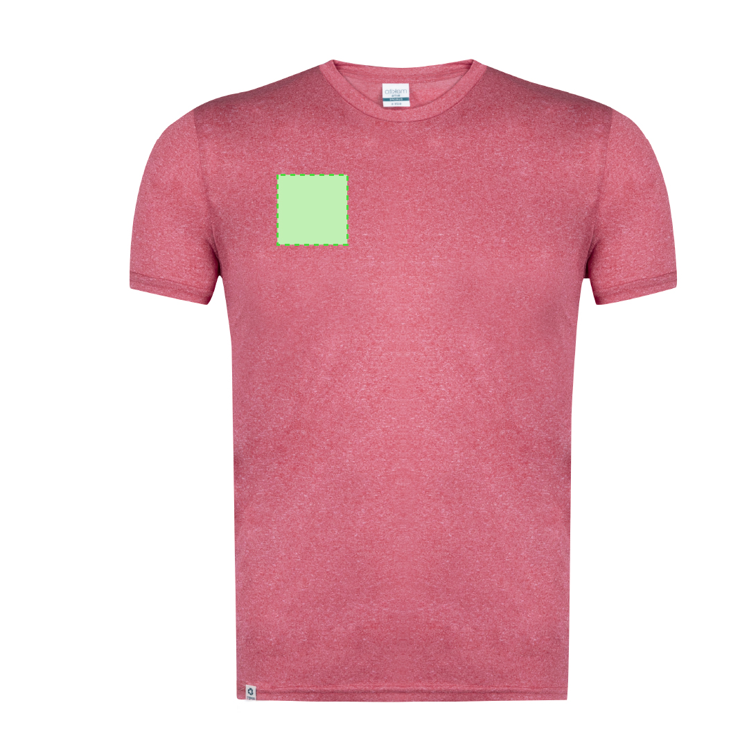 Camiseta técnica Rits adulto — 100% poliéster RPET 135 g/m² con efecto melange, cuello canalé 2x2, doble costura y etiqueta RPET exterior