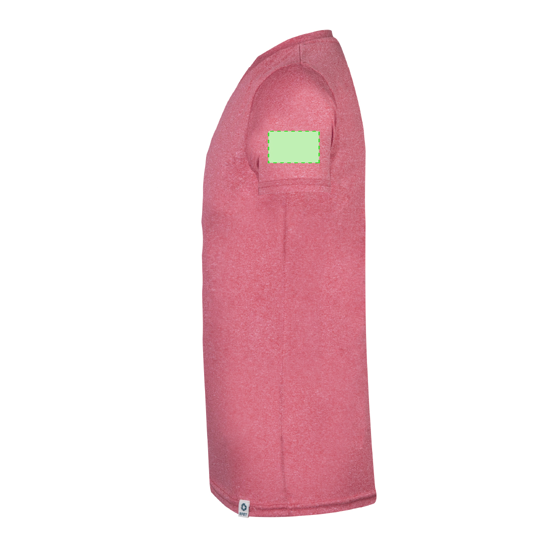 Camiseta técnica Rits adulto — 100% poliéster RPET 135 g/m² con efecto melange, cuello canalé 2x2, doble costura y etiqueta RPET exterior