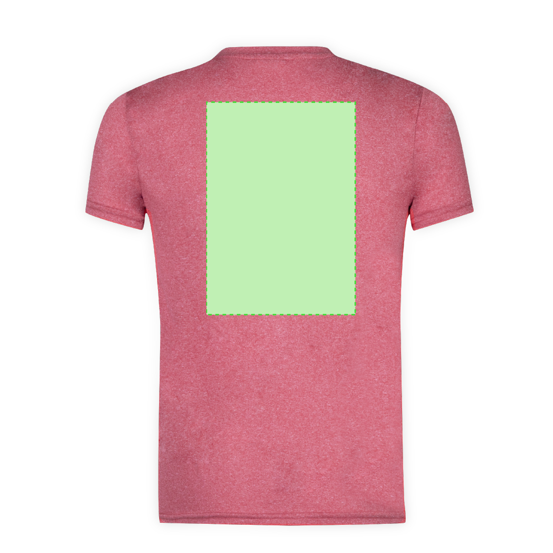 Camiseta técnica Rits adulto — 100% poliéster RPET 135 g/m² con efecto melange, cuello canalé 2x2, doble costura y etiqueta RPET exterior