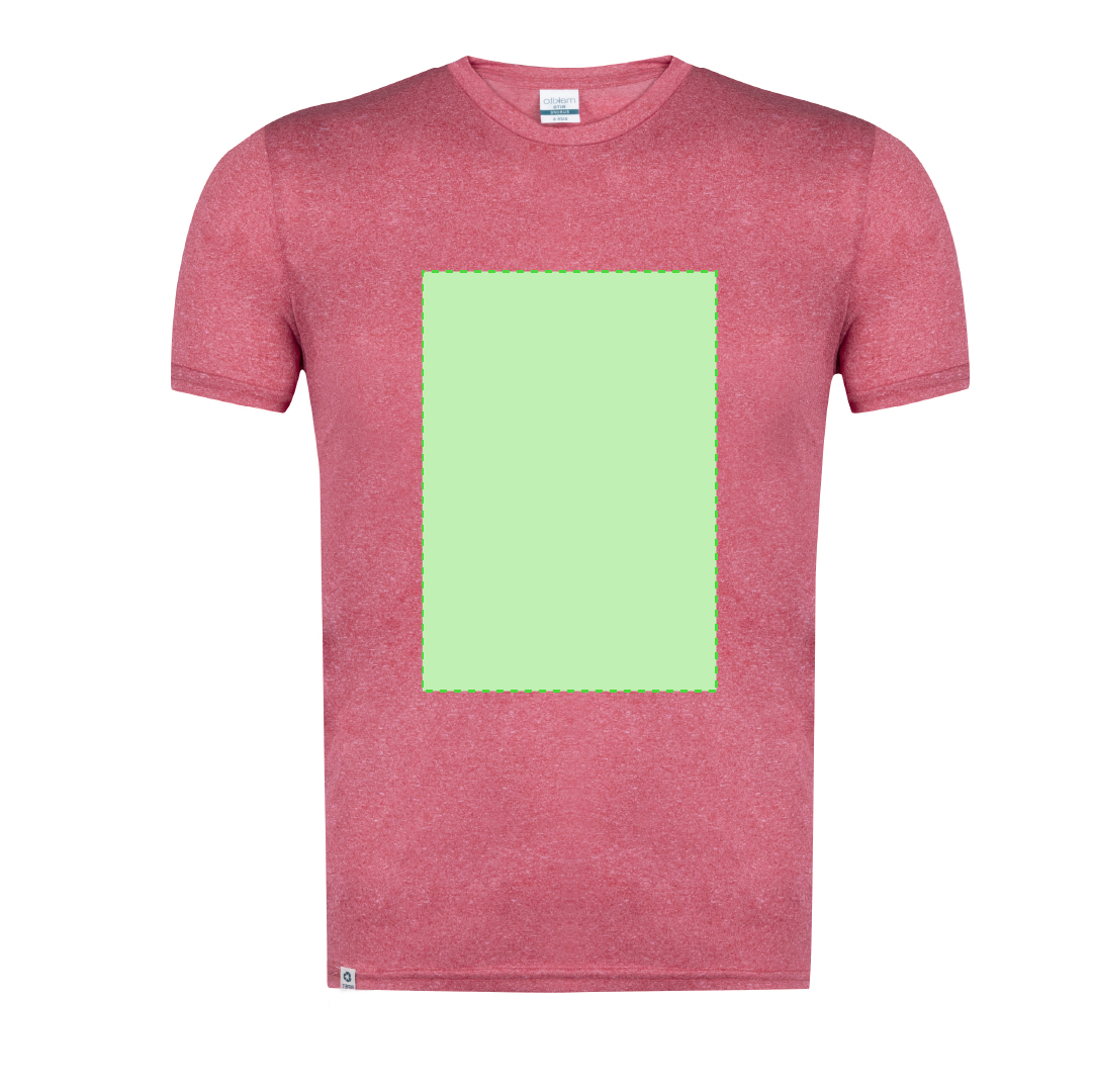 Camiseta técnica Rits adulto — 100% poliéster RPET 135 g/m² con efecto melange, cuello canalé 2x2, doble costura y etiqueta RPET exterior