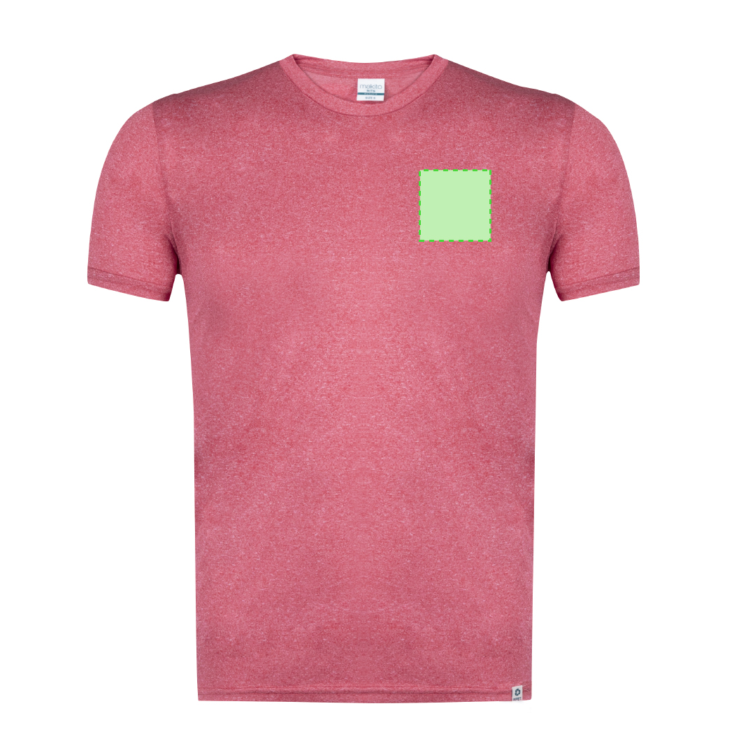 Camiseta técnica Rits adulto — 100% poliéster RPET 135 g/m² con efecto melange, cuello canalé 2x2, doble costura y etiqueta RPET exterior