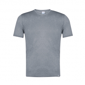 Camiseta técnica Rits adulto — 100% poliéster RPET 135 g/m² con efecto melange, cuello canalé 2x2, doble costura y etiqueta RPET exterior