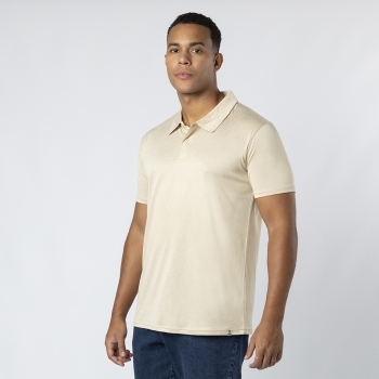 Polo técnico Troky adulto — 100% poliéster RPET 150 g/m² con efecto melange, doble costura, etiqueta RPET exterior y etiqueta removible