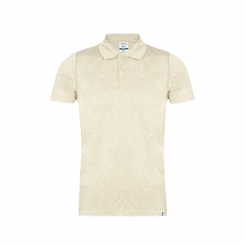 Polo técnico Troky adulto — 100% poliéster RPET 150 g/m² con efecto melange, doble costura, etiqueta RPET exterior y etiqueta removible