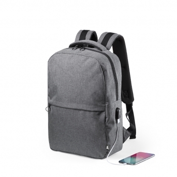 Mochila de negocios de RPET 600D con estación de carga USB y portátil 15