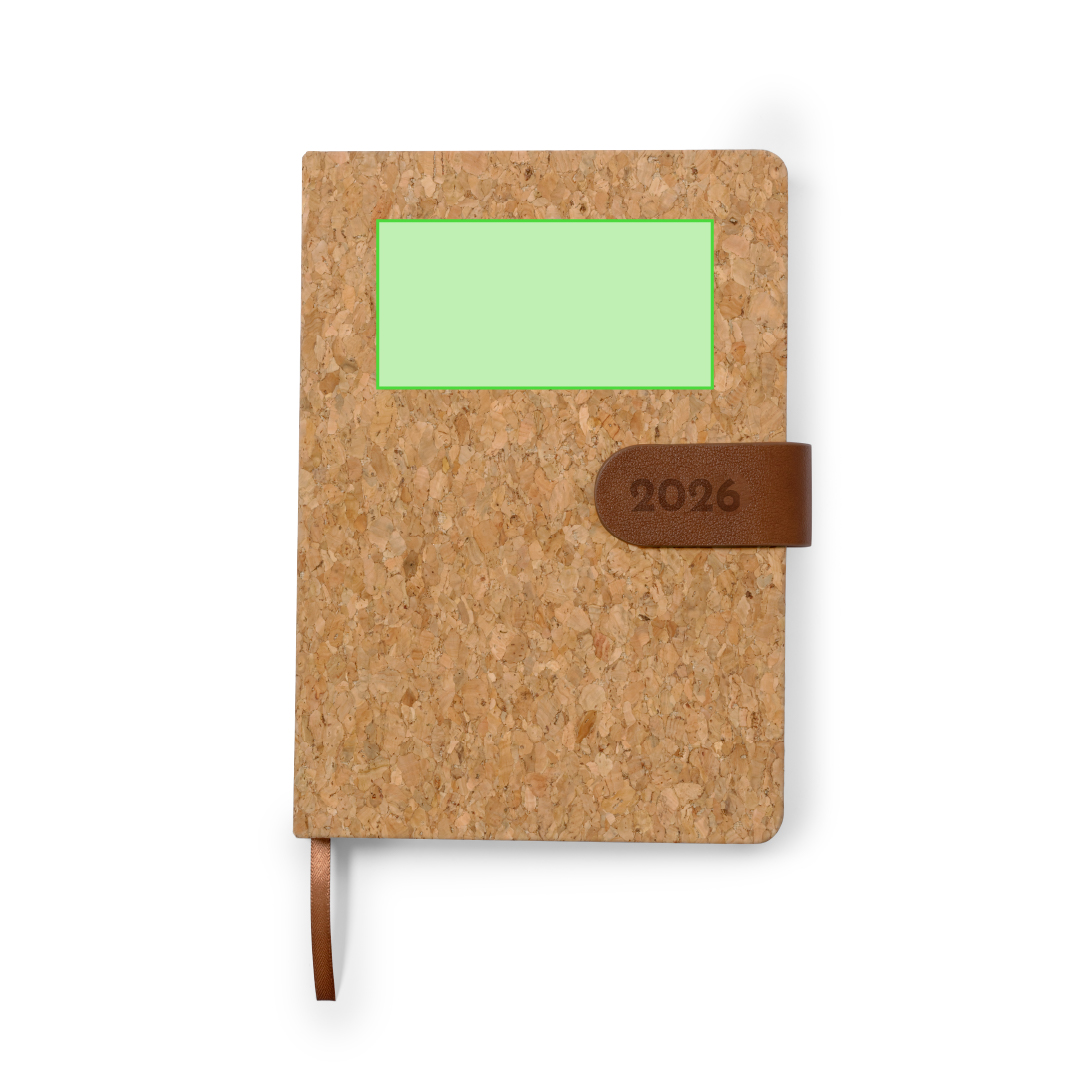 Agenda diaria de corcho natural con página por día