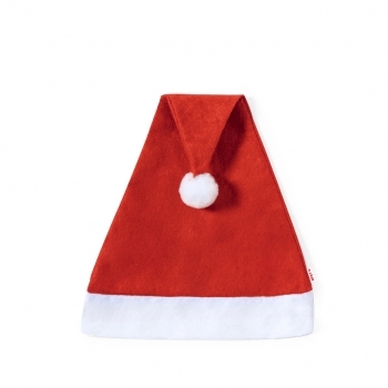 Gorro Papá Noel Coyfel RPET — poliéster RPET reciclado con banda y pom pom en blanco, diseño sostenible