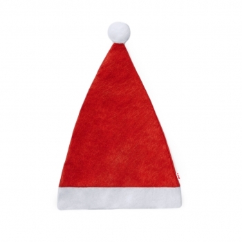 Gorro Papá Noel Coyfel RPET — poliéster RPET reciclado con banda y pom pom en blanco, diseño sostenible