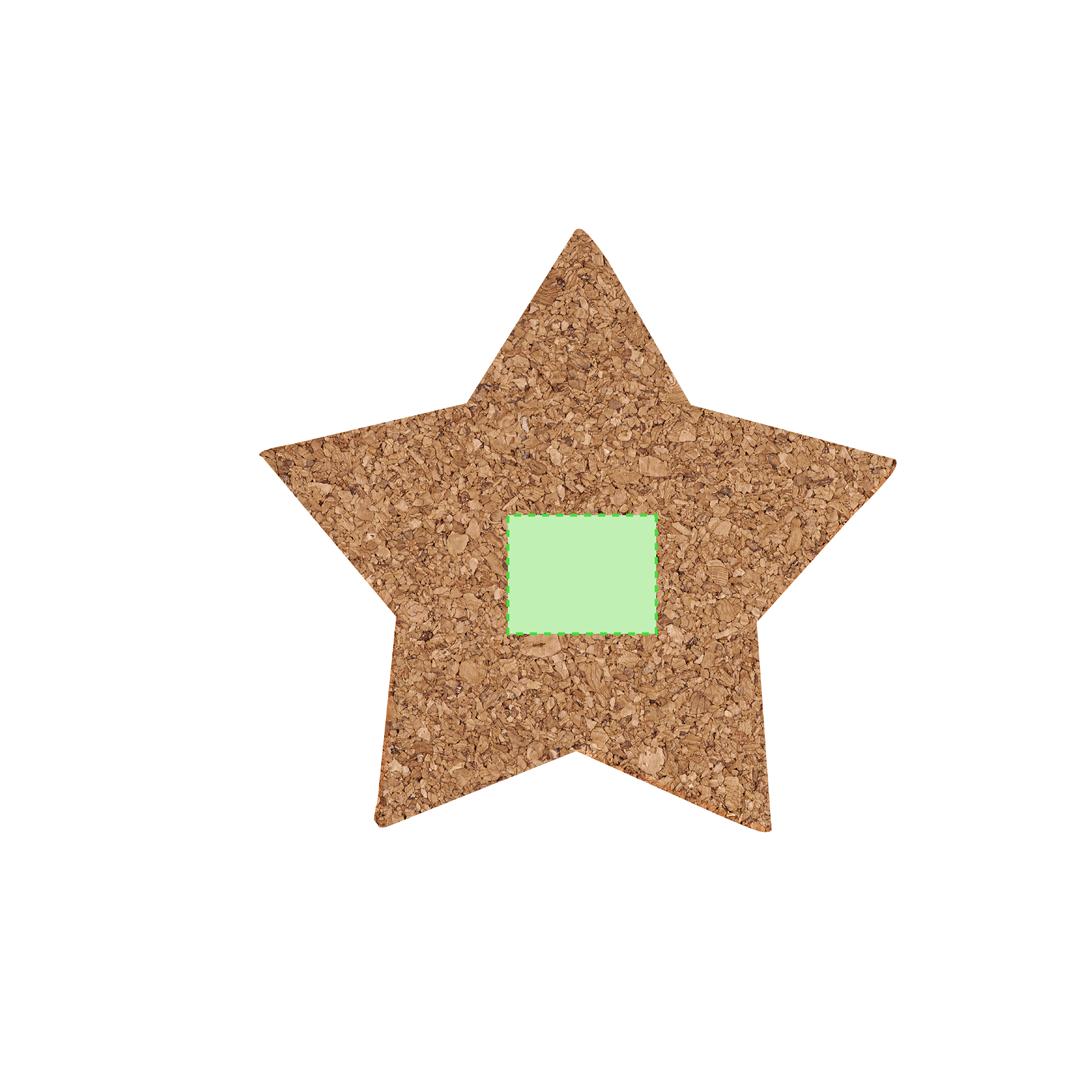 Set posavasos navideños Danop de corcho — 4 piezas en forma de estrella, presentados en caja kraft con estrella troquelada