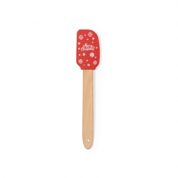 Paleta de cocina navideña Margat — silicona con motivos navideños y mango de madera natural, presentada en bolsa reciclada