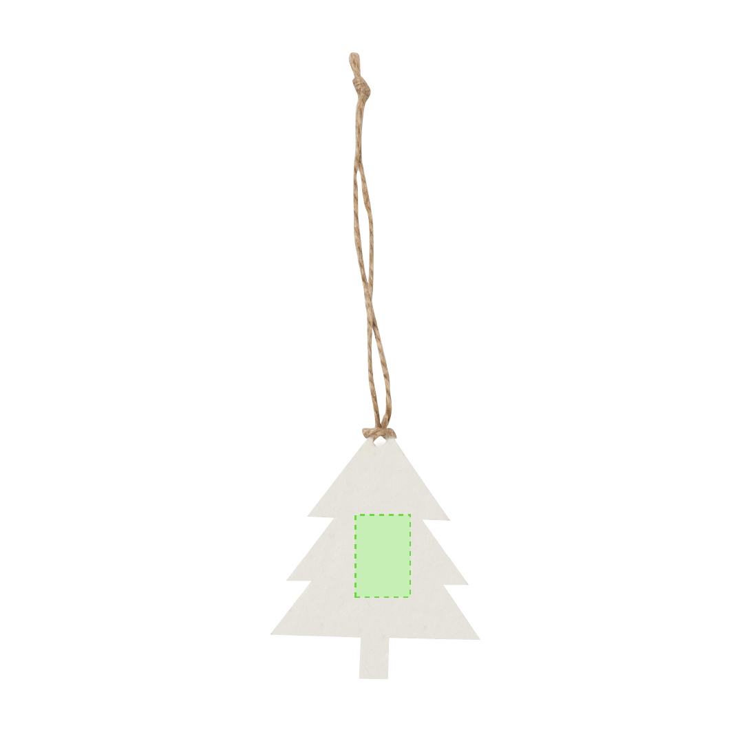 Adorno navideño plantable Boster de papel semilla — semillas petunia incluidas, 3 diseños (Bola, Estrella, Árbol), colgador yute, bolsa papel reciclado