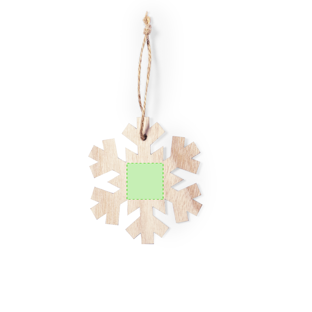 Adorno navideño Fultom de madera — 4 diseños (Copo Nieve, Bolsa Navidad, Árbol, Estrella), colgador yute natural, bolsa reciclada