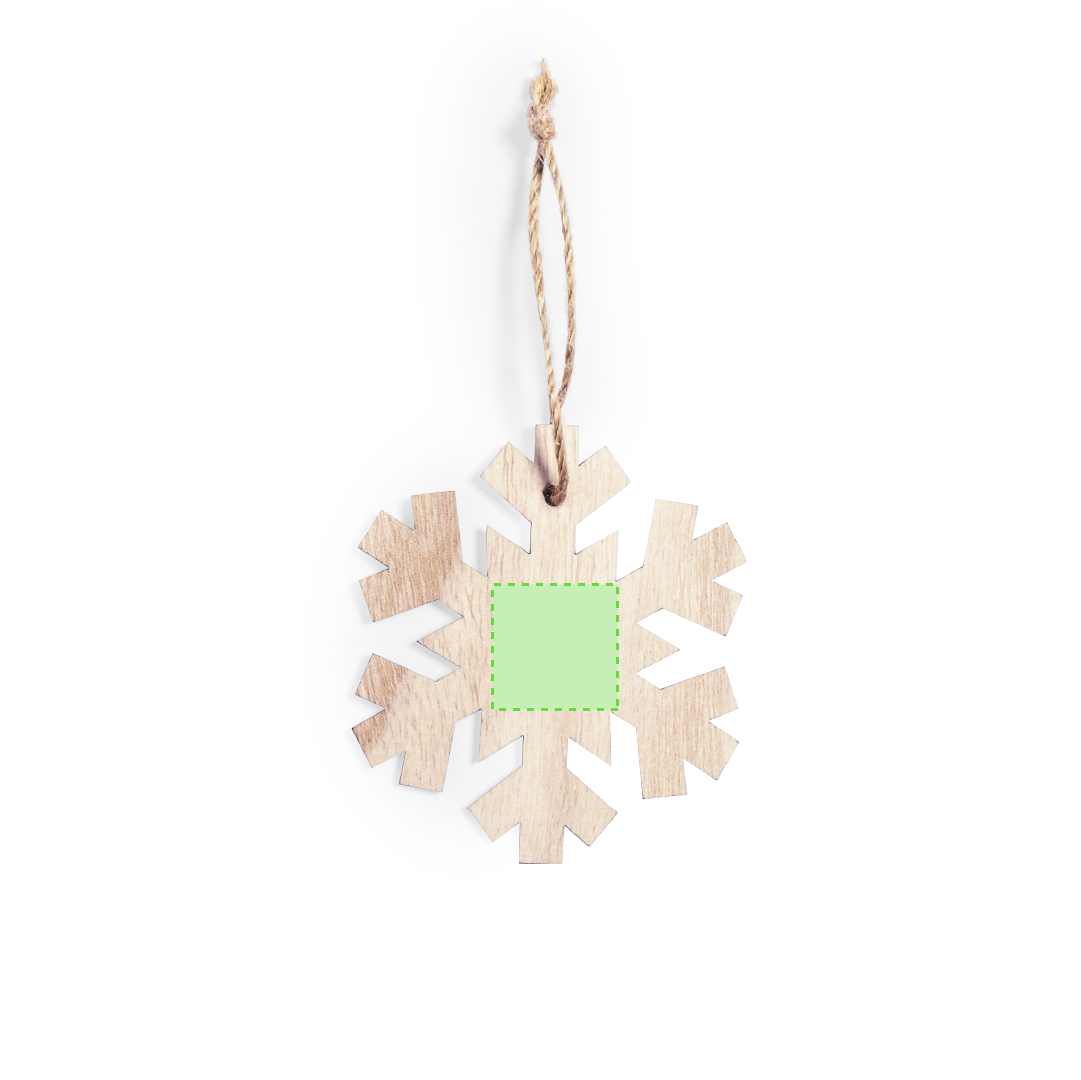 Adorno navideño Fultom de madera — 4 diseños (Copo Nieve, Bolsa Navidad, Árbol, Estrella), colgador yute natural, bolsa reciclada