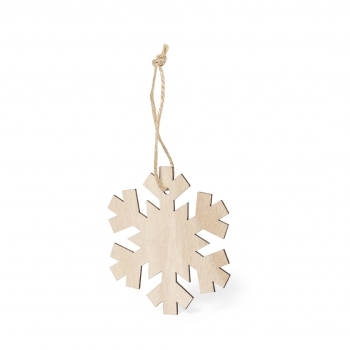 Adorno navideño Fultom de madera — 4 diseños (Copo Nieve, Bolsa Navidad, Árbol, Estrella), colgador yute natural, bolsa reciclada