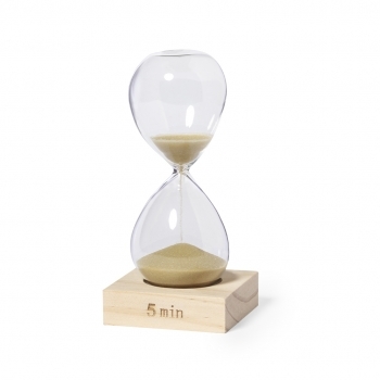 Reloj de arena de cristal borosilicato y madera de 5 minutos