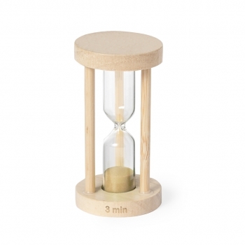 Reloj de arena de cristal borosilicato y madera de 3 minutos