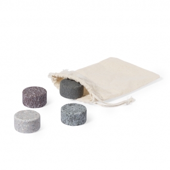 Set de 4 cubitos de granito reutilizables sin dilución 220 g con funda de algodón