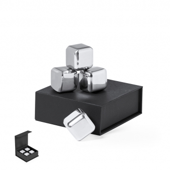 Set de 4 cubitos de acero inoxidable reutilizables sin dilución en estuche negro