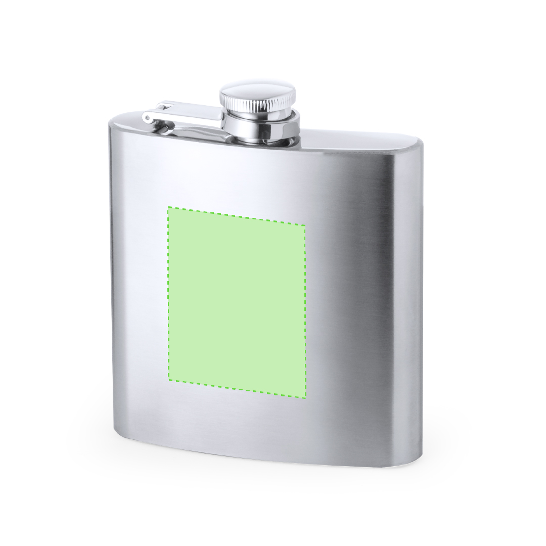 Petaca de acero inoxidable 175 ml diseño ergonómico tapón rosca en caja kraft