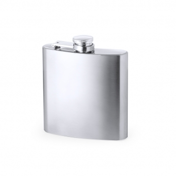 Petaca de acero inoxidable 175 ml diseño ergonómico tapón rosca en caja kraft