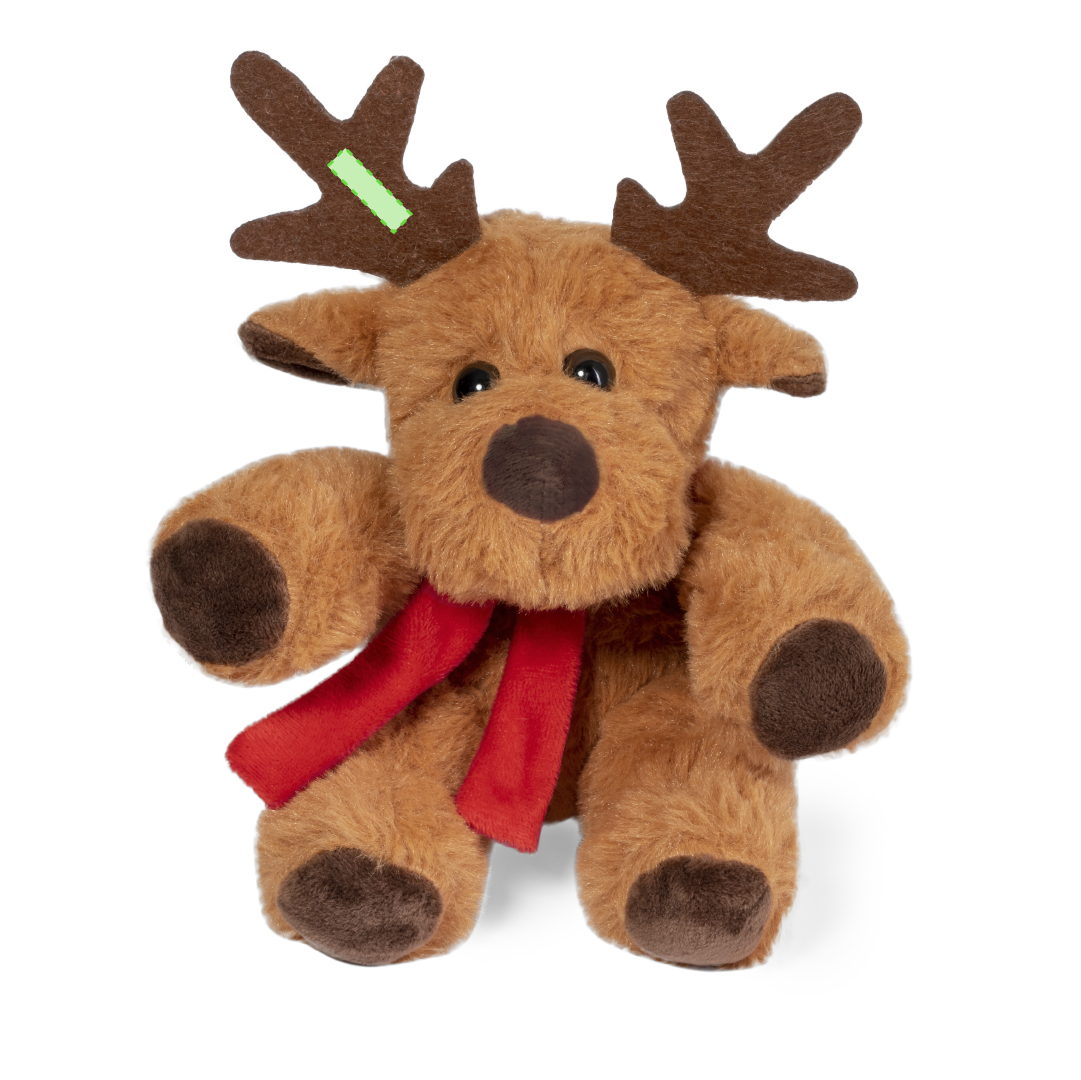Reno de peluche de poliéster con bufanda personalizable motivo navideño
