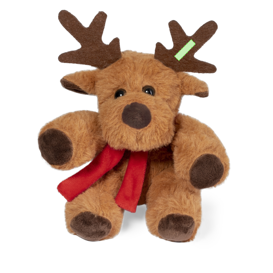 Reno de peluche de poliéster con bufanda personalizable motivo navideño