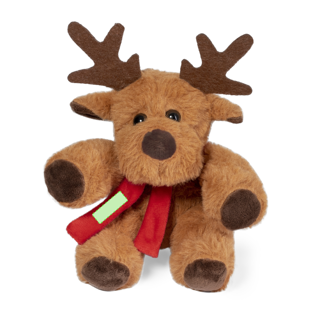 Reno de peluche de poliéster con bufanda personalizable motivo navideño
