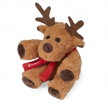 Reno de peluche de poliéster con bufanda personalizable motivo navideño