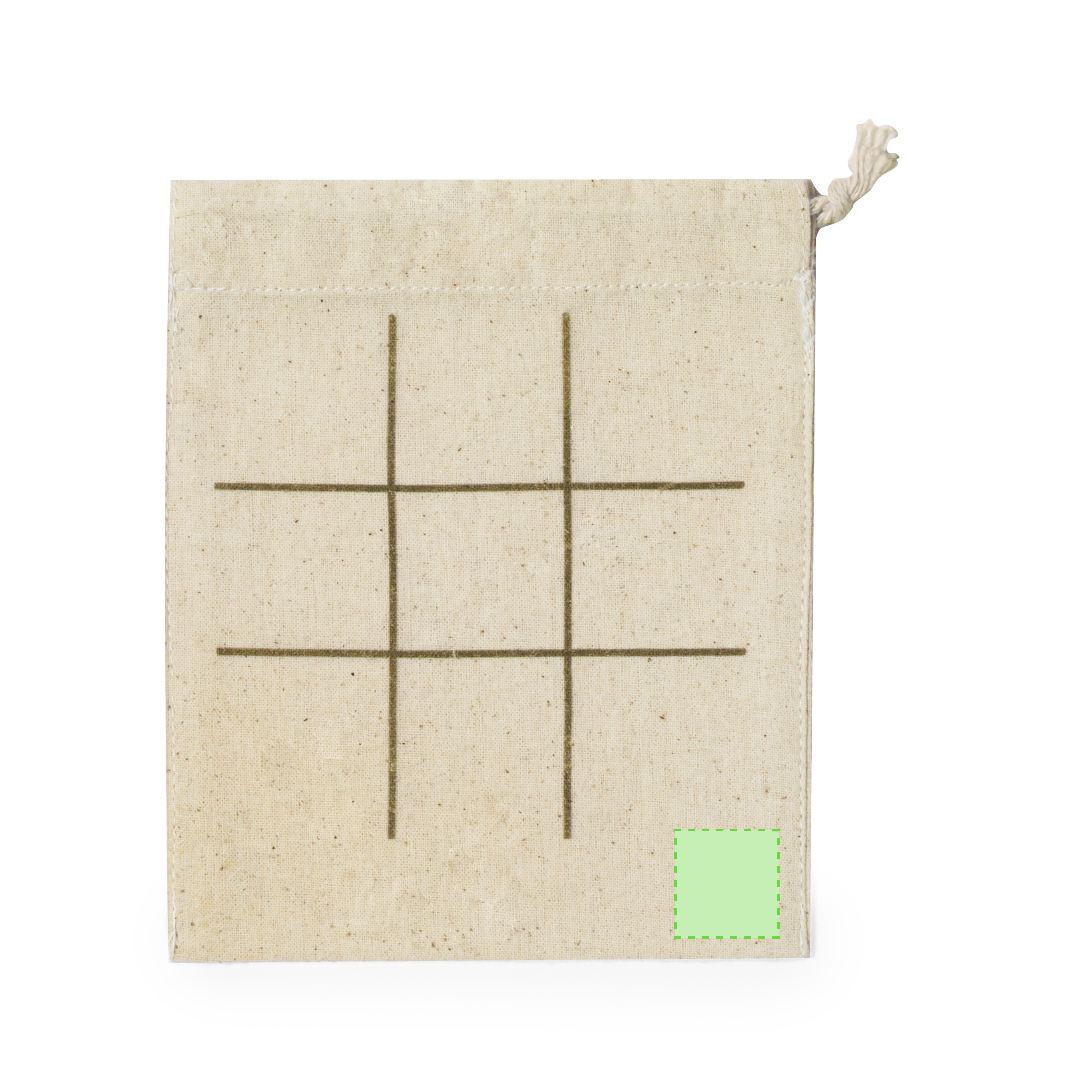 Juego tres en raya de corcho natural 10 piezas en bolsa de algodón tablero