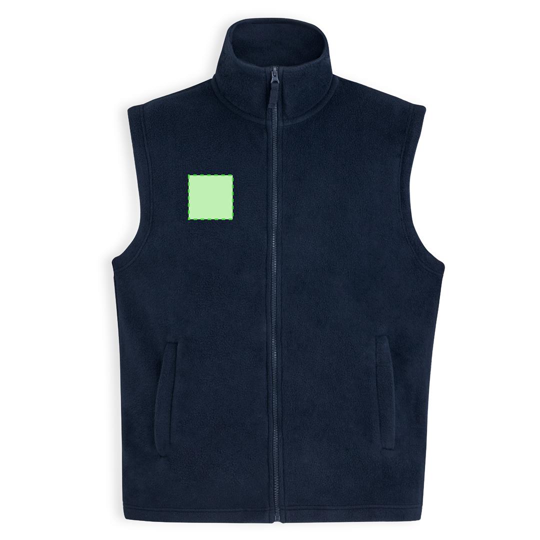 Chaleco Destin adulto polar fleece anti-pilling — 100% poliéster polar fleece 280 g/m², cuello alto, cremallera central, bolsillos cremallera con tirador, tallas XS-XXL