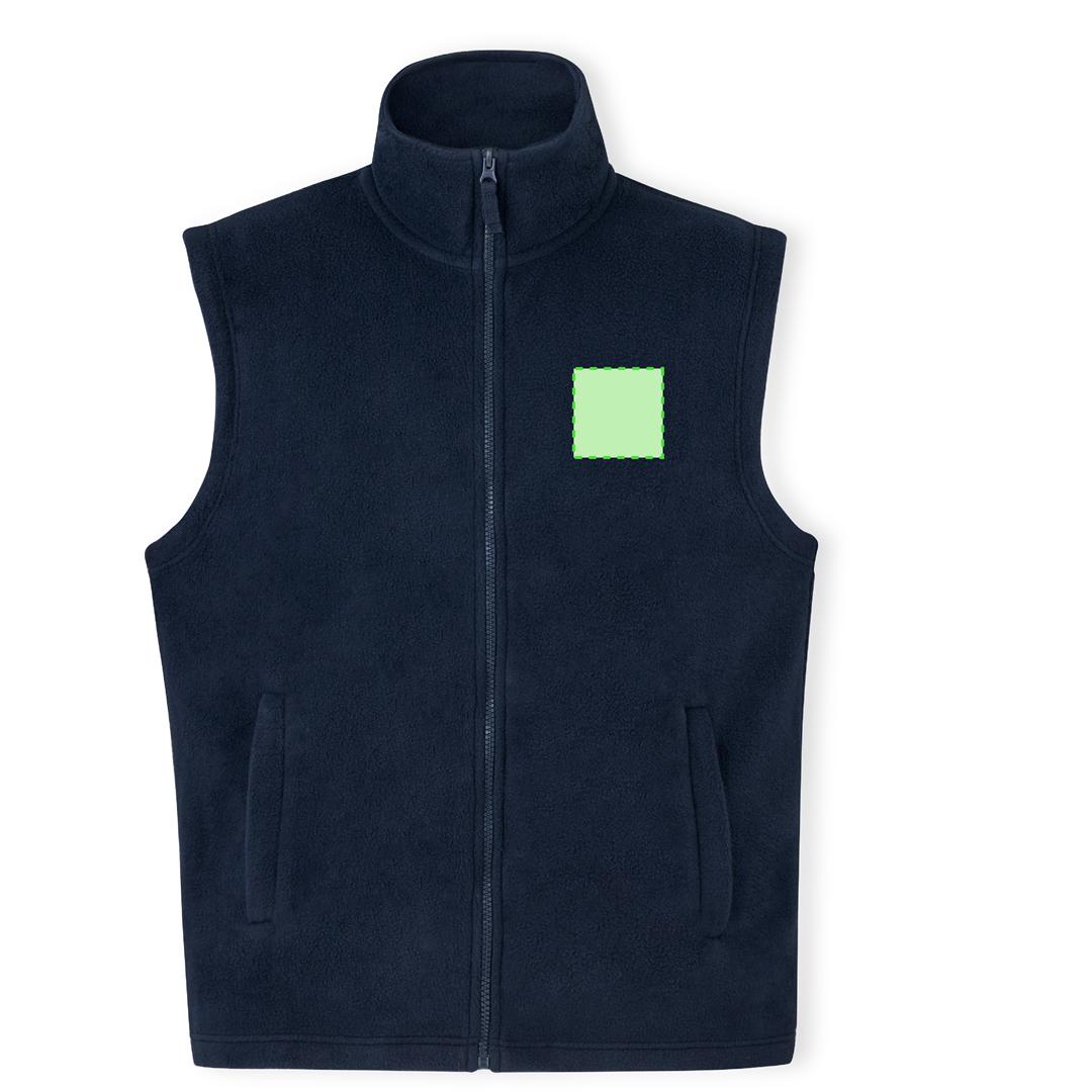 Chaleco Destin adulto polar fleece anti-pilling — 100% poliéster polar fleece 280 g/m², cuello alto, cremallera central, bolsillos cremallera con tirador, tallas XS-XXL