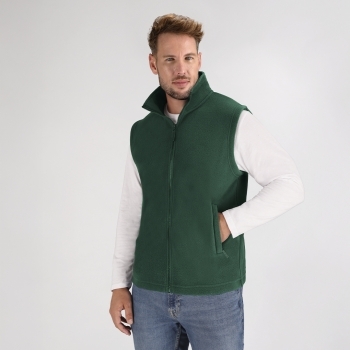 Chaleco Destin adulto polar fleece anti-pilling — 100% poliéster polar fleece 280 g/m², cuello alto, cremallera central, bolsillos cremallera con tirador, tallas XS-XXL
