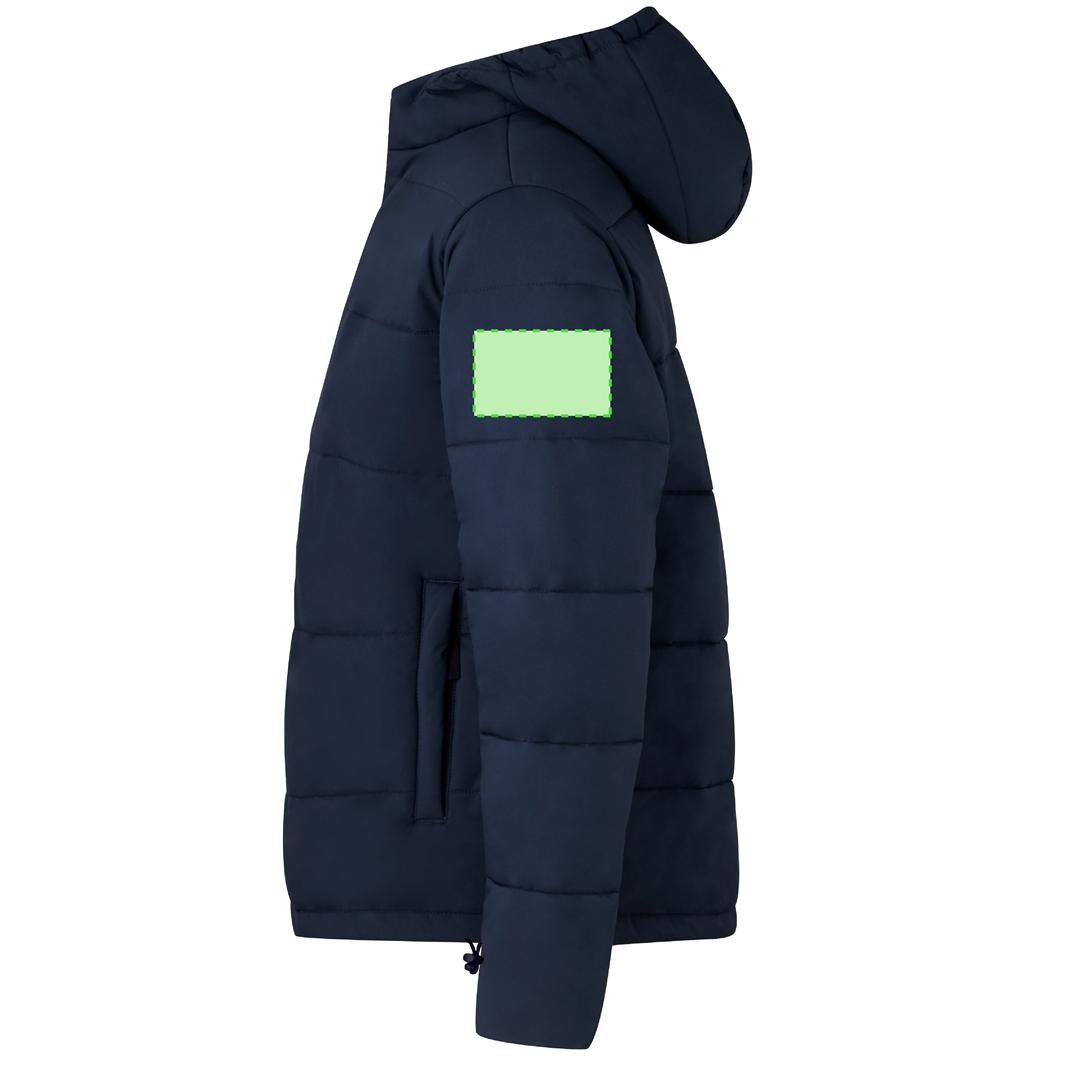Parka Leanor adulto acolchada — 100% poliéster ligero con construcción horizontal acolchada, capucha fija, doble cierre cremallera y corchetes, tallas XS-XXL